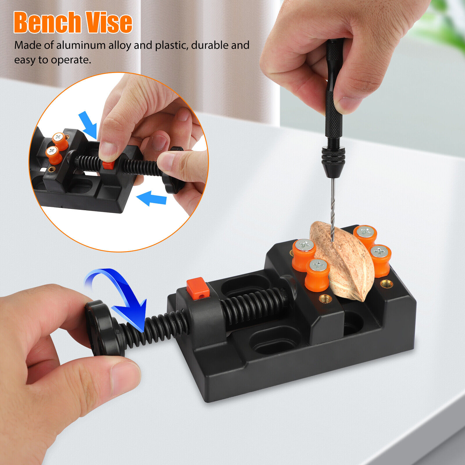 60Pcs Mini Micro Hand Drill Bits Set Small Manual Keyless Chuck Pin Vise Rotary