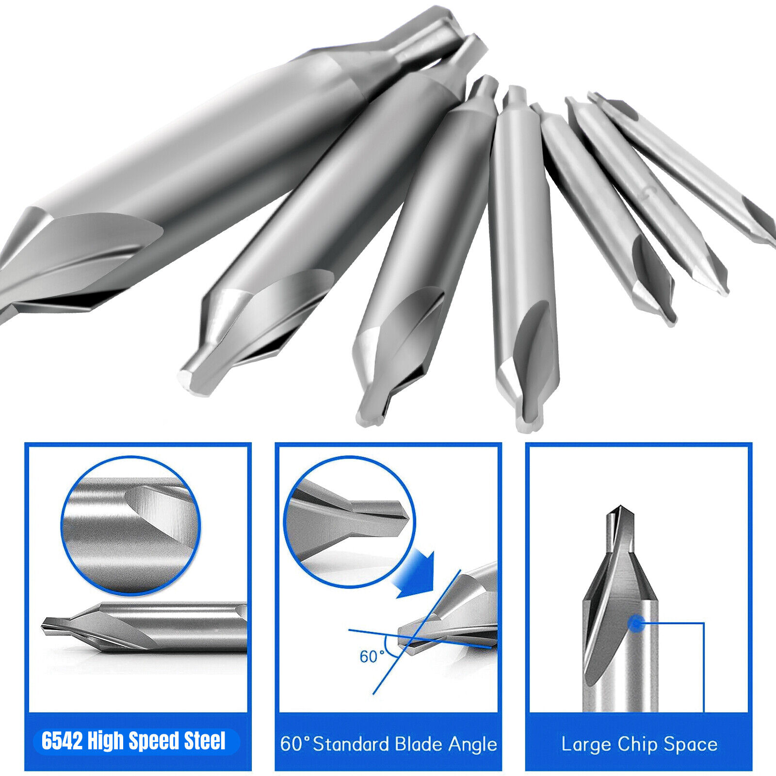 7pcs 1/2 5/32 1/4 1/8 3/8 3/16 5/16 HSS Countersink Center Drill Bits Set Tool