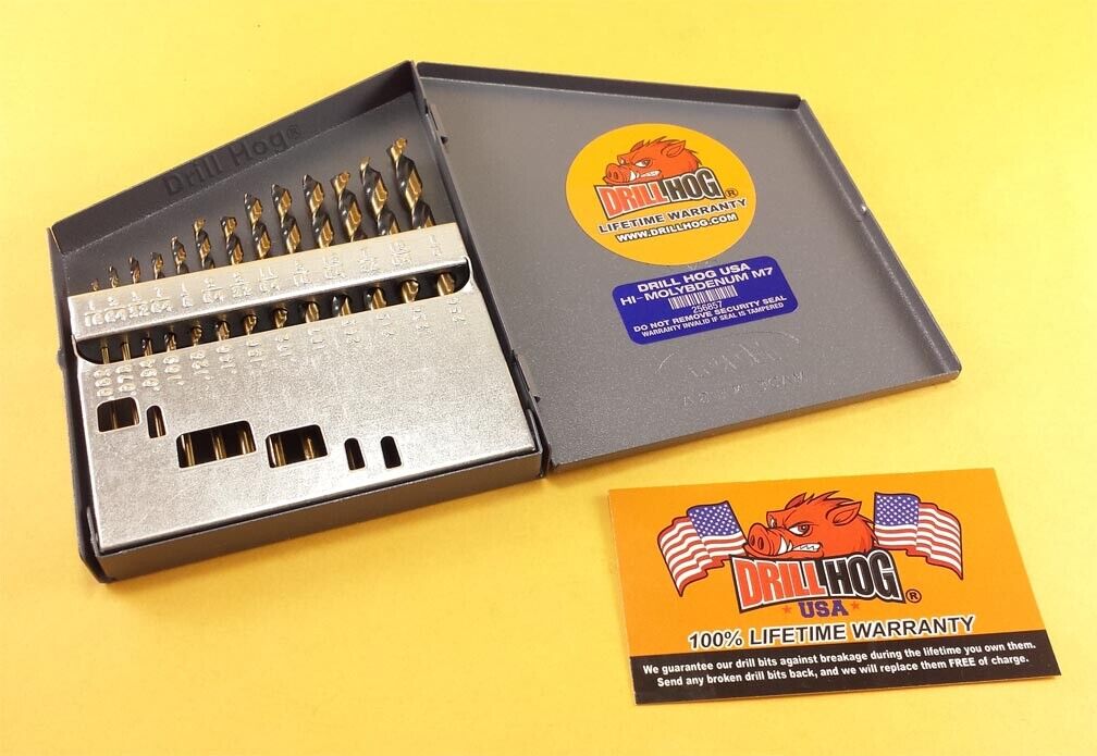 Drill Hog® 13 Pc HI-MOLY M7 Drill Bit Set 1/16-1/4" Drills Lifetime Warranty