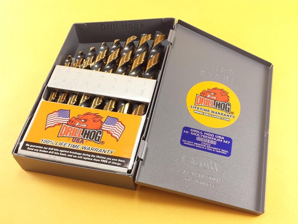 Drill Hog® USA 21 Pc Drill Bit Set Metal Hi-Molybdenum M7 MOLY Lifetime Warranty
