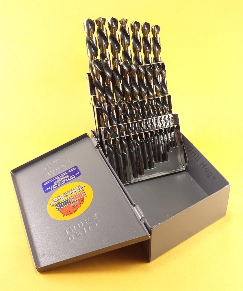 Drill Hog® 29 Pc Left Hand Drill Set HI-Moly M7 Drill Bit Set Lifetime Warranty 