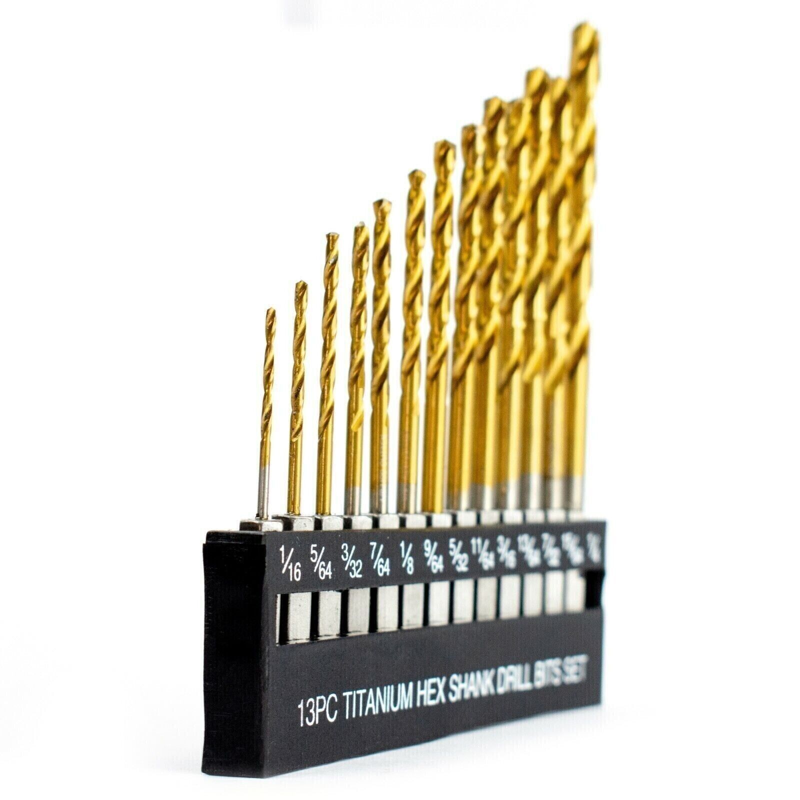 13PCs 1/16"-1/4" Twist Drill Bit Set Titanium High Speed Steel Wood Metal Drill