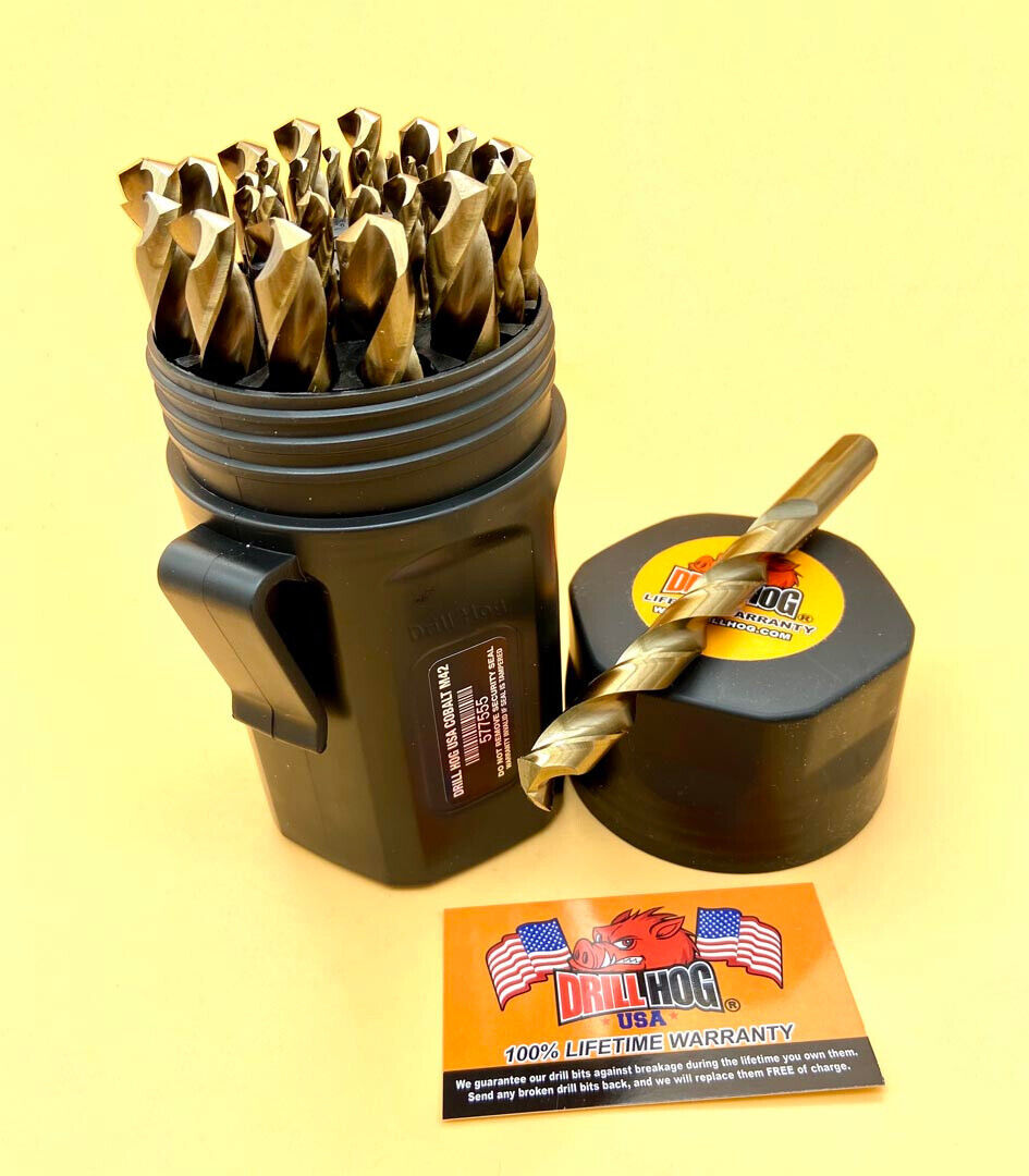 Drill Hog® 29 Pc Cobalt M42 Drill Bit Set Bit Tank™ Lifetime Warranty