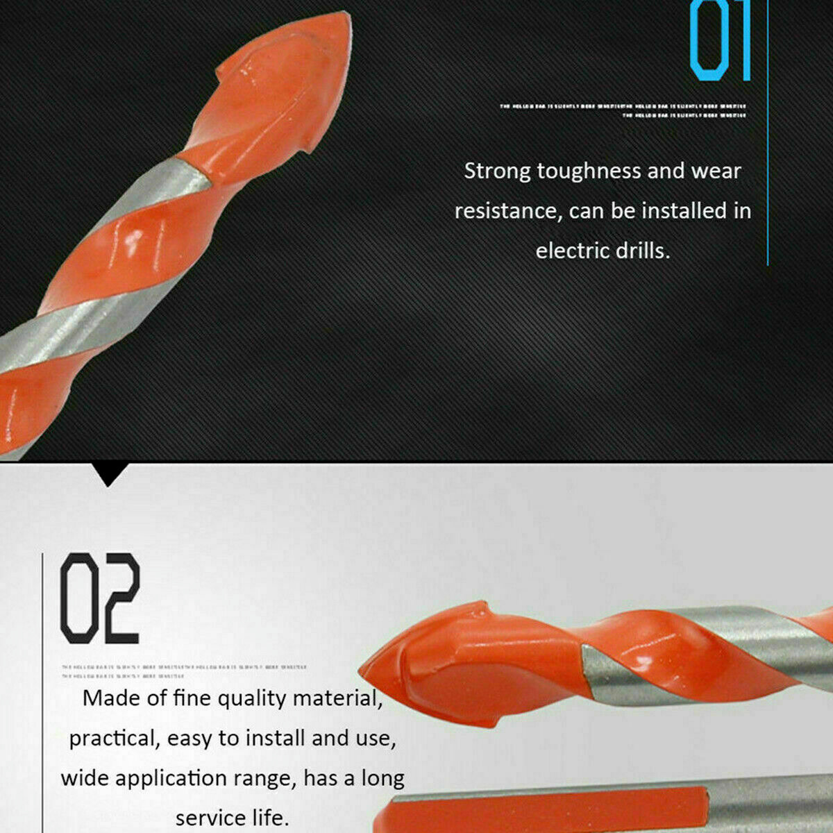 5x Cut Multi-Material Tile Drill Bits Set for Ceramic Porcelain Granite Marble