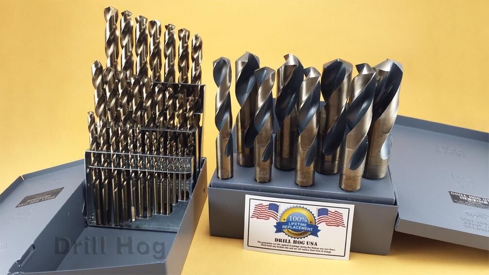 Drill Hog® 37 Pc Cobalt M42 Drill Bit Set Index M35 1/16-1" Lifetime Warranty