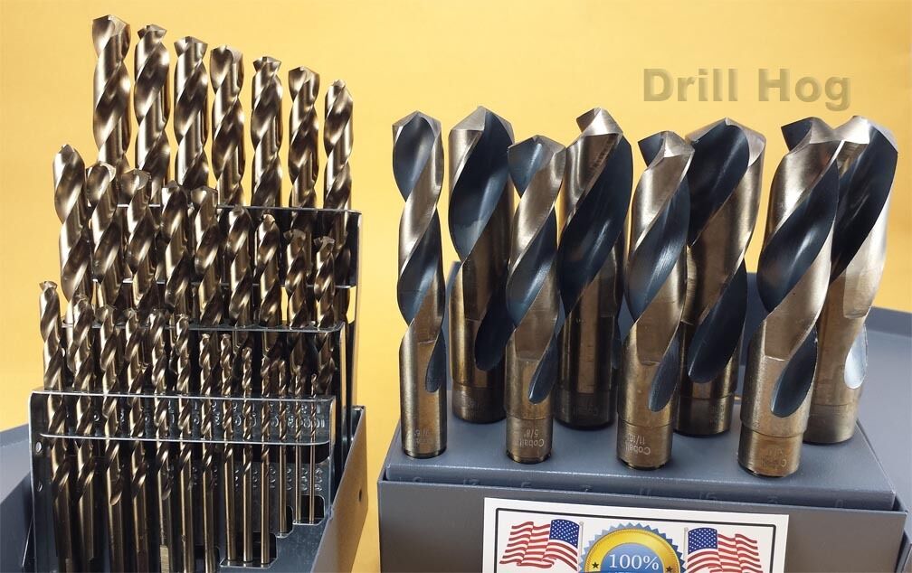 Drill Hog® 37 Pc Cobalt M42 Drill Bit Set Index M35 1/16-1" Lifetime Warranty
