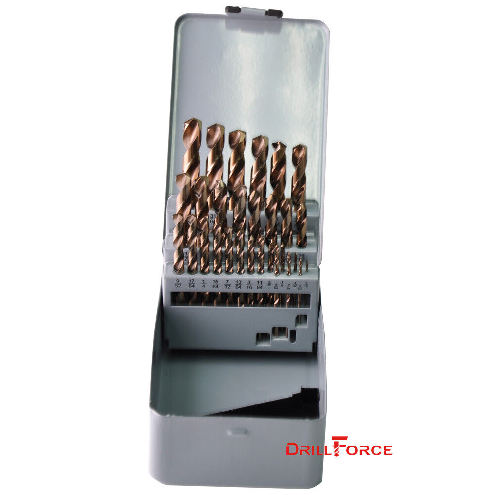 29PCS Cobalt Drill Bit Set HSSCO M35 Twist 1/16"-1/2" Multi-Bits 135 Split Point