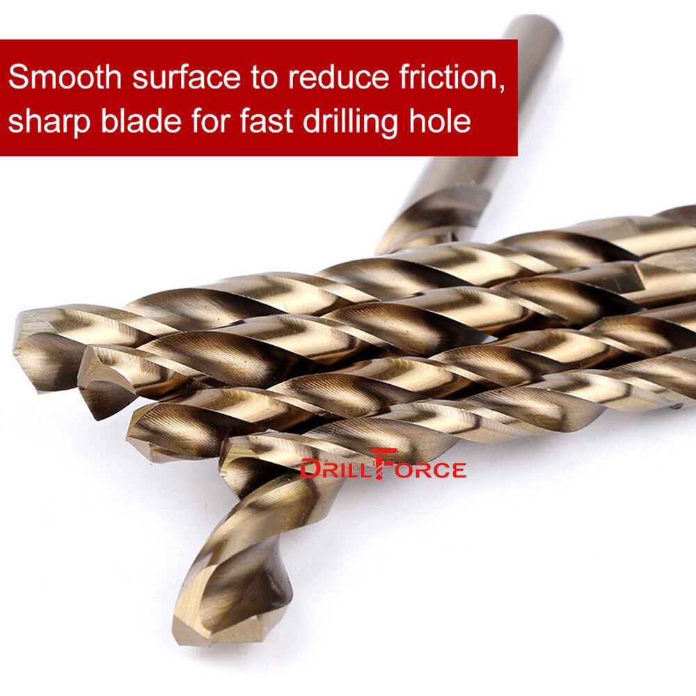 29PCS Cobalt Drill Bit Set HSSCO M35 Twist 1/16"-1/2" Multi-Bits 135 Split Point