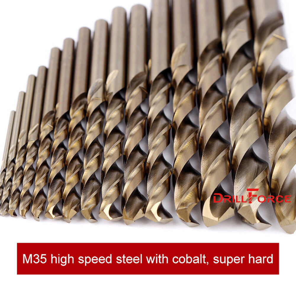 29PCS Cobalt Drill Bit Set HSSCO M35 Twist 1/16"-1/2" Multi-Bits 135 Split Point
