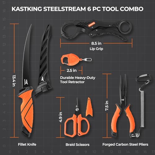 6pc KastKing SteelStream Fishing Tool Kit - Corrosion Resistant