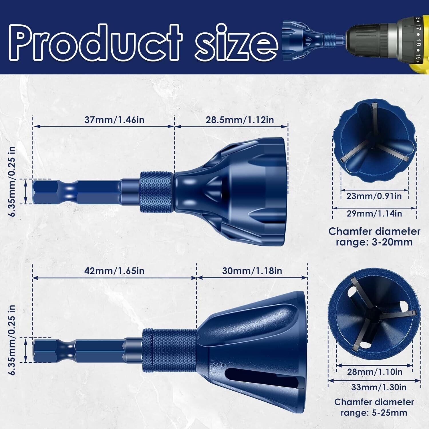 Tungsten Steel Drill Bit Deburring External Chamfer Tool Hex Shank Remove Burr