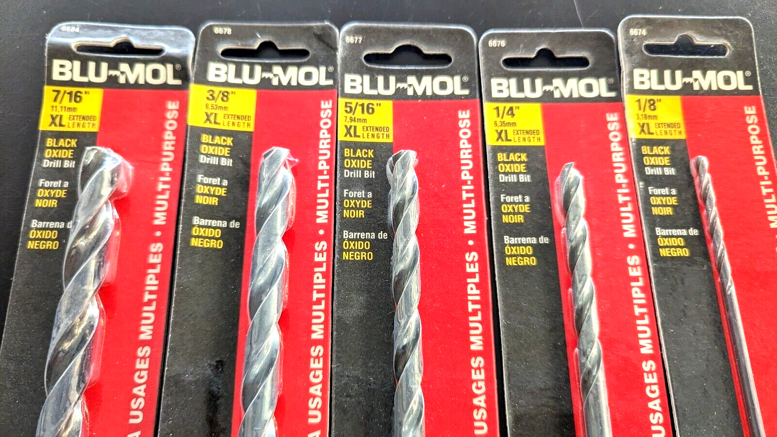TWO New BLU-MOL  Black Oxide 12" Long Drill Bit- Select size- Free Ship