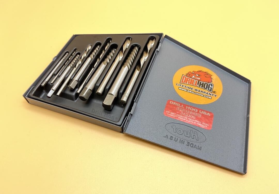 Drill Hog® 10 Pc Left Hand Drill Bits Plus Screw Extractors Lifetime Warranty 