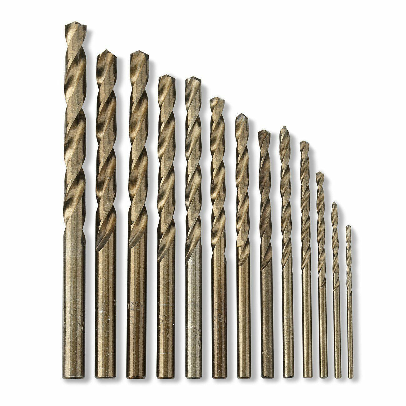 13Pc Cobalt Drill Bit Set Twist Jobber Length for Hardened Metal Stainless Steel