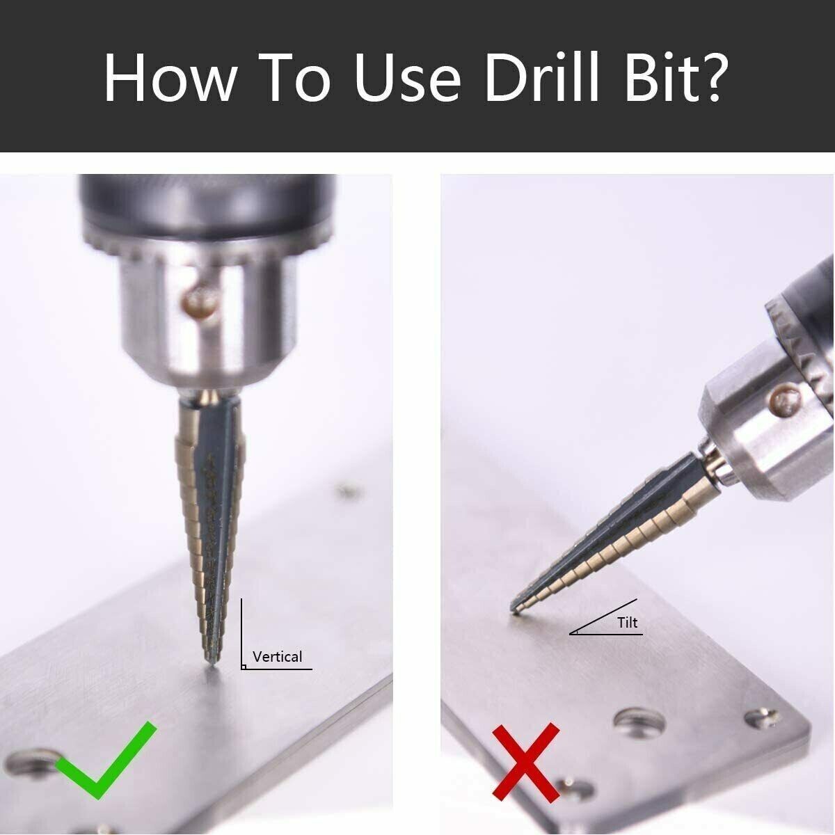 HSS 6PCS Titanium Step Drill Bit Set W Automatic Center Punch High Speed Steel