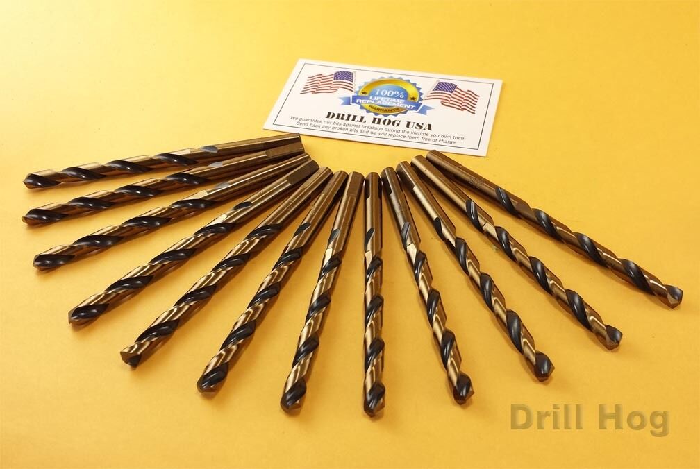 Drill Hog® 1/8" Drill Bit HI-Molybdenum M7 1/8 Bit HSS Lifetime Warranty 12 Pack