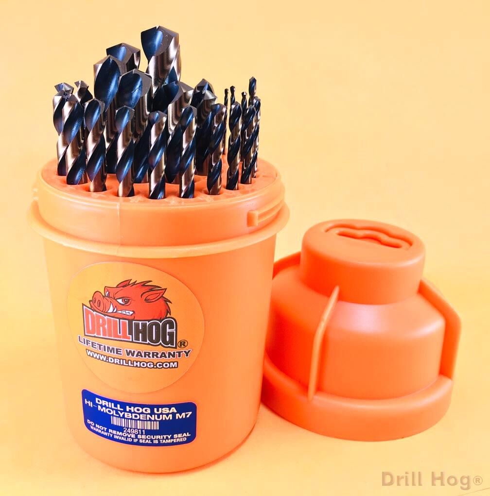 Drill Hog® 29 Pc Drill Bit Set Index HI-Molybdenum Super M7+ Lifetime Warranty 