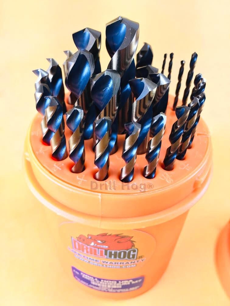 Drill Hog® 29 Pc Drill Bit Set Index HI-Molybdenum Super M7+ Lifetime Warranty 