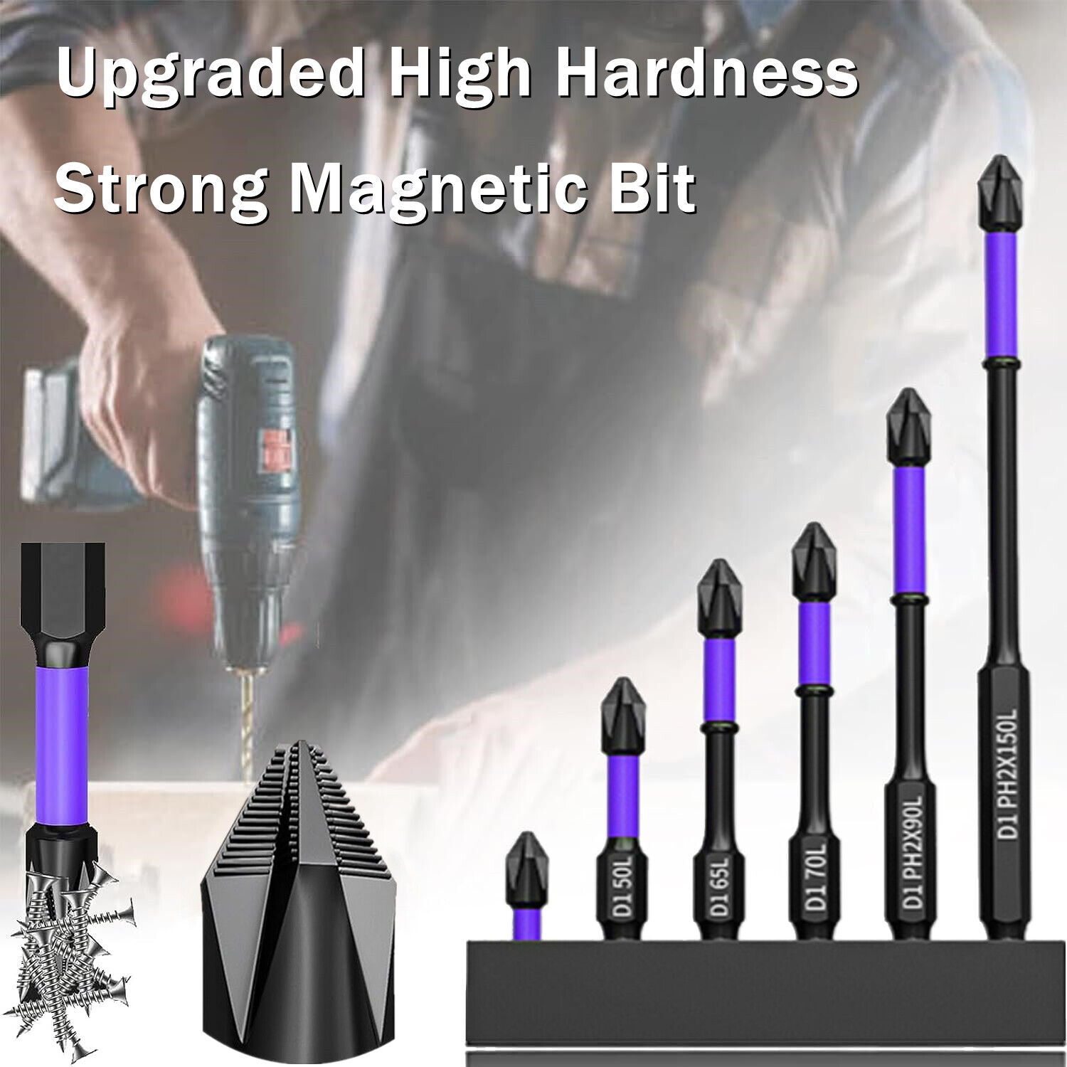 Upgraded High Hardness and Strong Magnetic Bit, Anti-shock Magnetic Non-slip Bit
