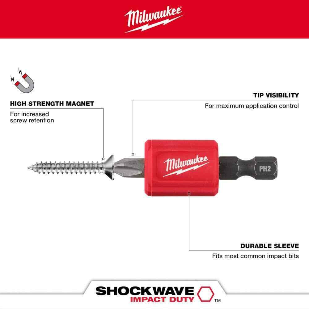 SHOCKWAVE Impact Duty Alloy Steel Magnetic Attachment & PH2 Bit Set (3-Piece)