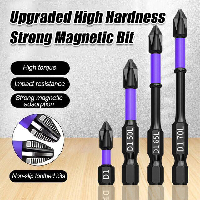 Upgraded High Hardness and Strong Magnetic Bit, Anti-shock Magnetic Non-slip Bit