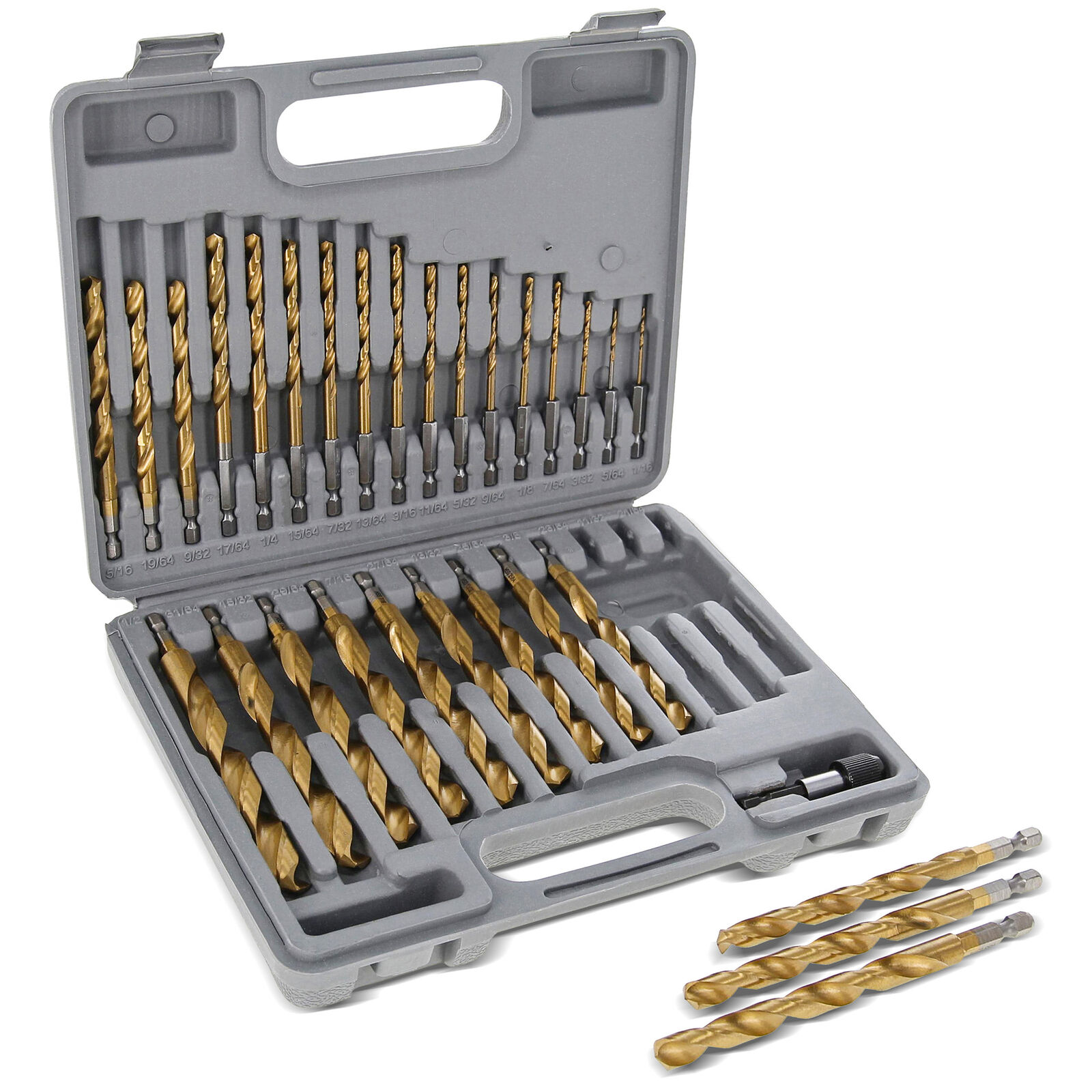 ABN 1/4in Hex Shank Drill Bit Set 30pc Quick Change Titanium Twist Drill Bit Set