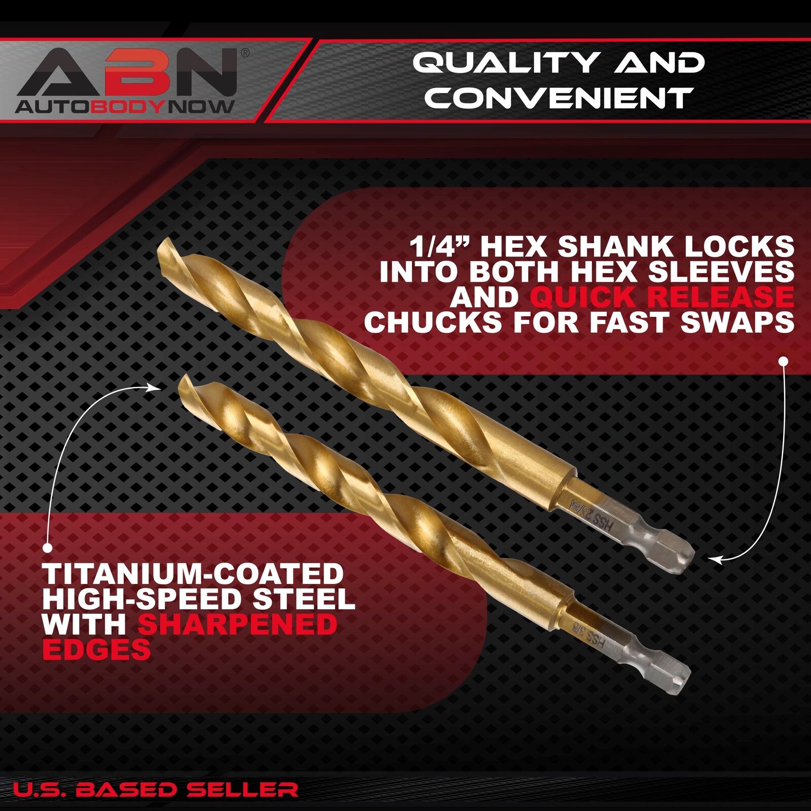 ABN 1/4in Hex Shank Drill Bit Set 30pc Quick Change Titanium Twist Drill Bit Set