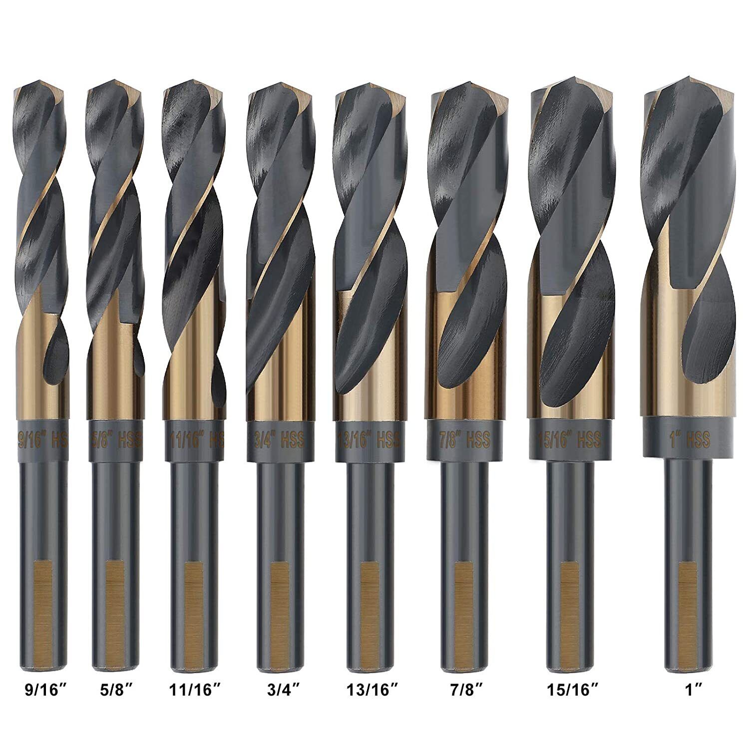 HSS Silver and Deming Drill Bit 1/2" Reduced Shank Golden/Black Drill Metal
