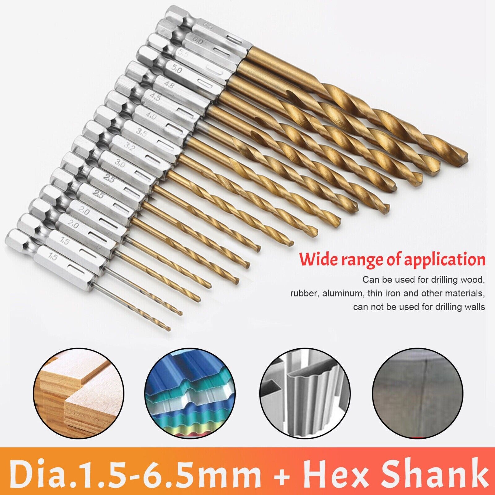 32PCS Drill Bit Set Titanium Coated HSS High Speed Steel Hex Shank Quick Change