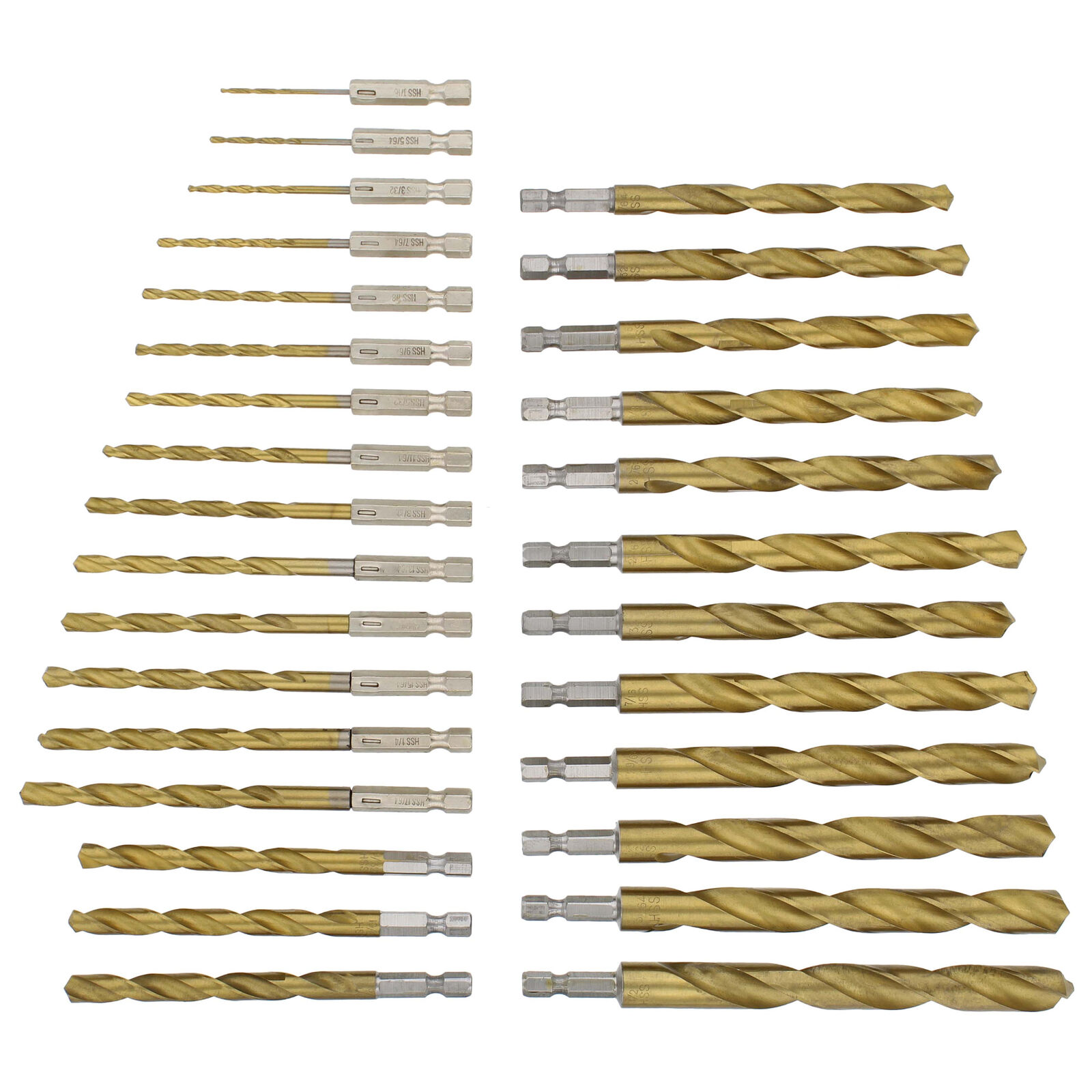 ABN 1/4in Hex Shank Drill Bit Set 30pc Quick Change Titanium Twist Drill Bit Set