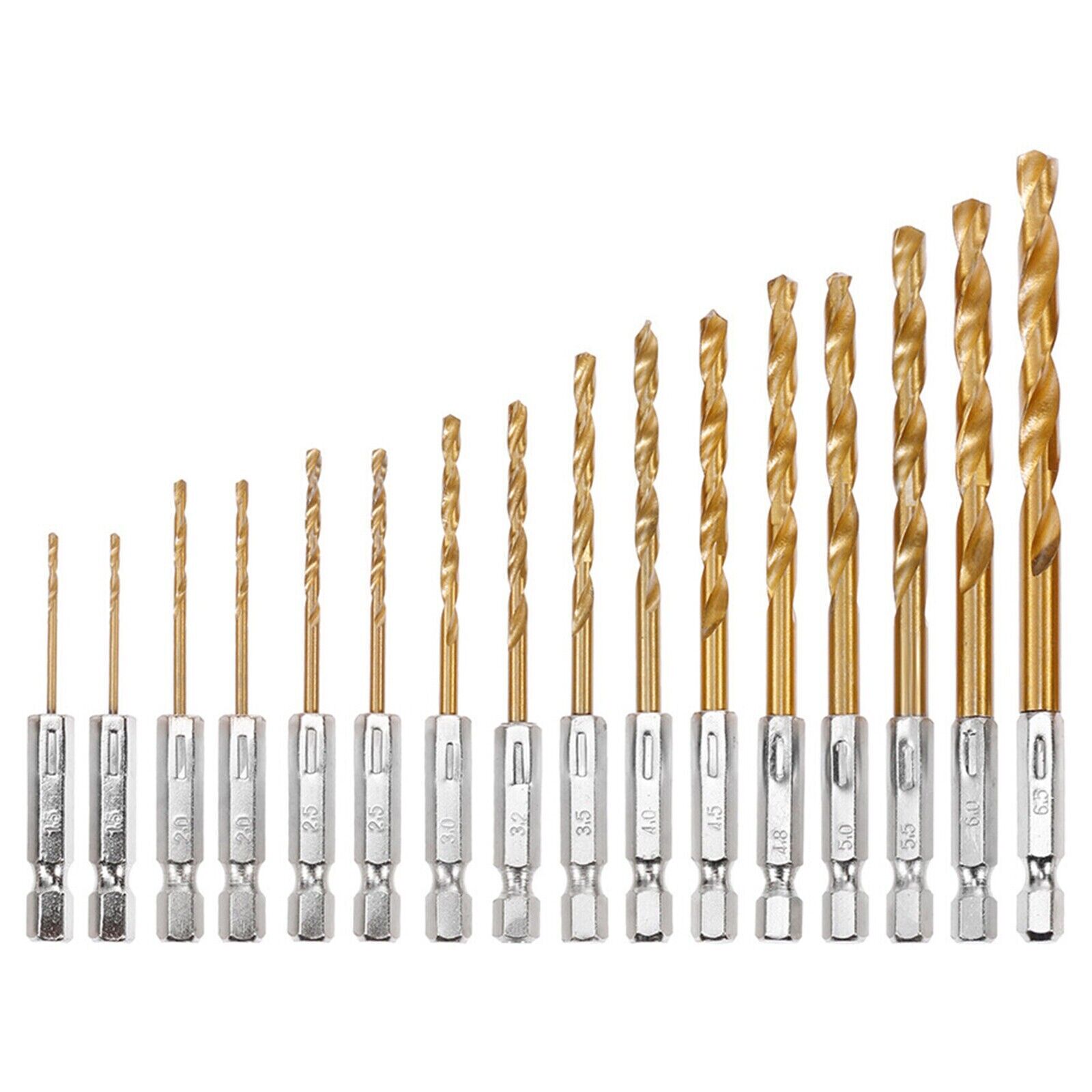 32PCS Drill Bit Set Titanium Coated HSS High Speed Steel Hex Shank Quick Change