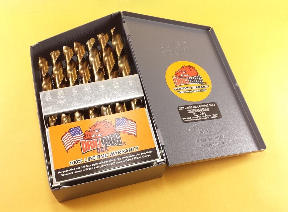 29 Pc Cobalt Drill Bit Set M42 Cobalt Round Shank Lifetime Warranty Drill Hog® 
