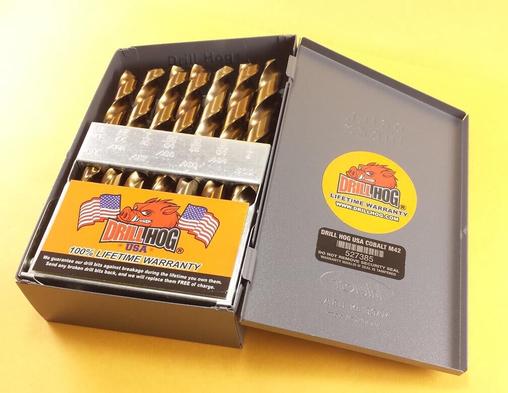 29 Pc Cobalt Drill Bit Set M42 Cobalt Round Shank Lifetime Warranty Drill Hog® 