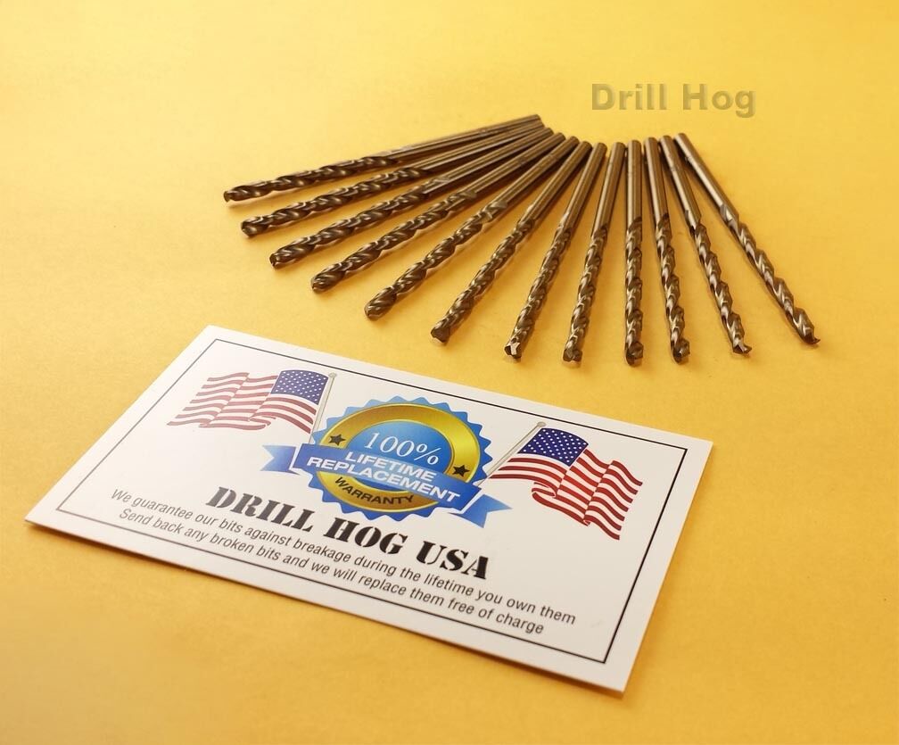 Drill Hog® 3/32" Cobalt Drill Bits M42 3/32" Bit 12 Pack Lifetime Warranty  