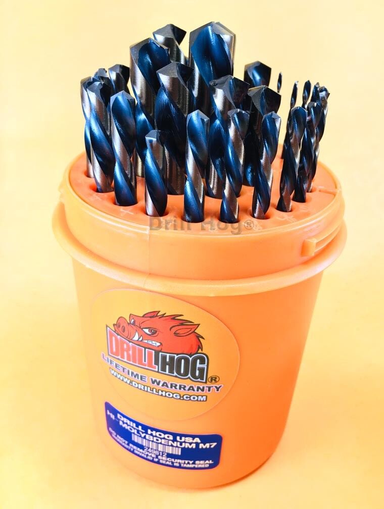 29 Pc Left Hand Drill Bits Left Handed Super M7+ Lifetime Warranty Drill Hog
