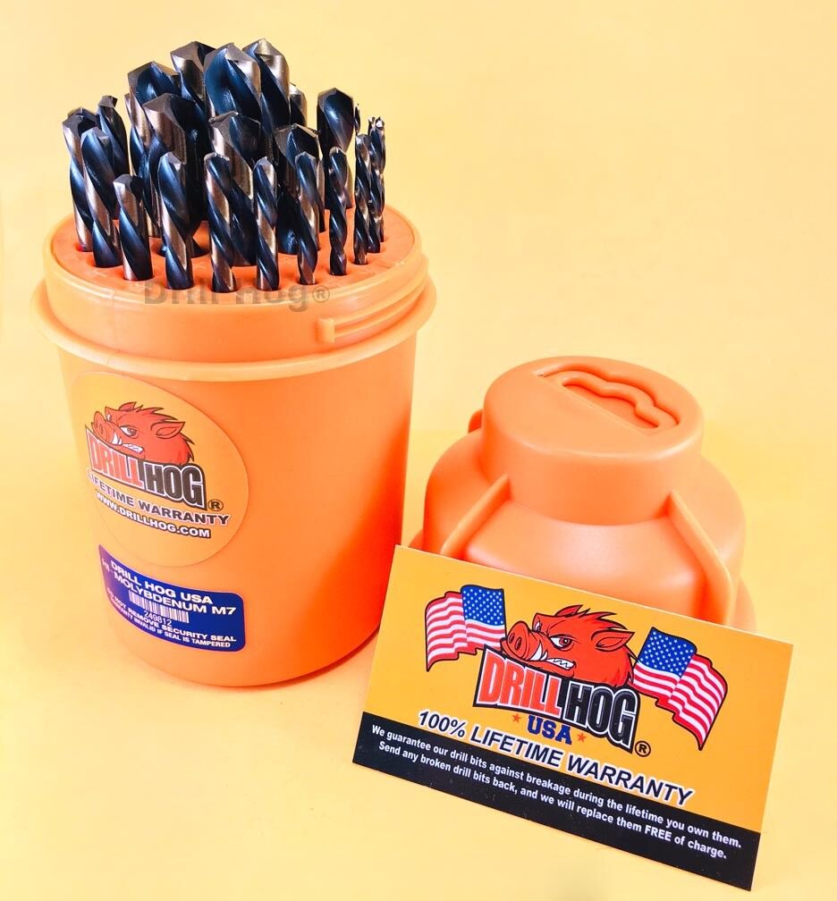 29 Pc Left Hand Drill Bits Left Handed Super M7+ Lifetime Warranty Drill Hog