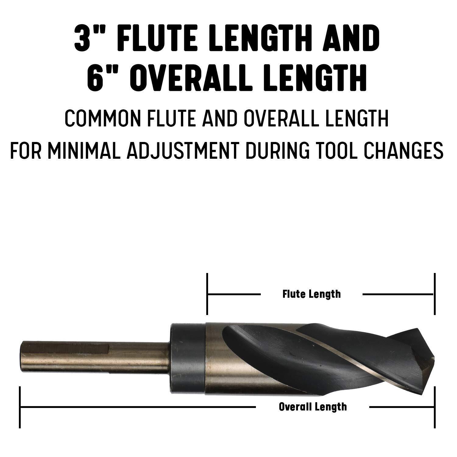 Drill America INDIVIDUAL HSS Black & Gold 3 Flat Shank Drill Bits 9/16" - 1-1/2"