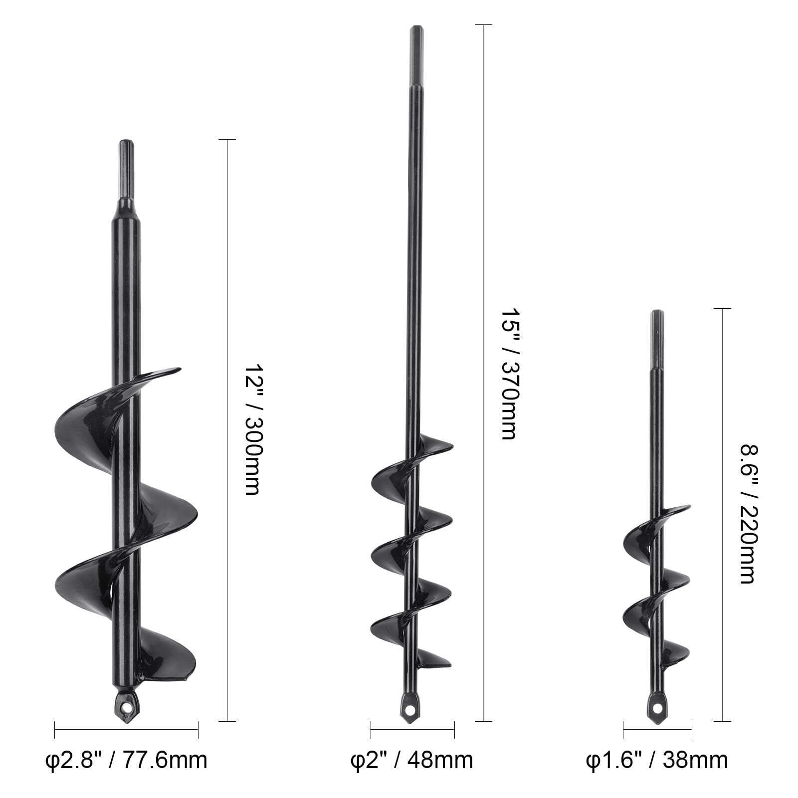 Auger Drill Bits for Planting Set of 3, Garden Auger Drill Bit