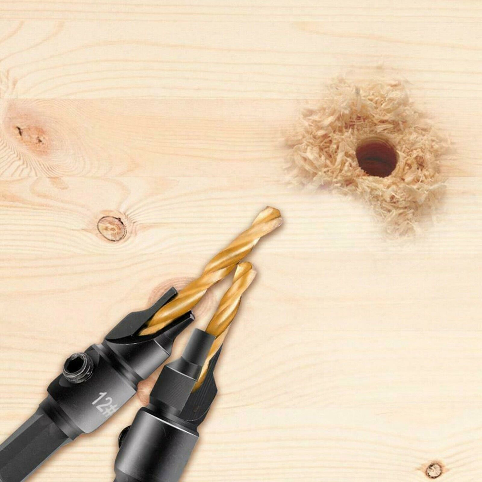 12x HSS Countersink Drill Bit 1/4" Hex Shank Woodworking Pilot Screw Hole Set