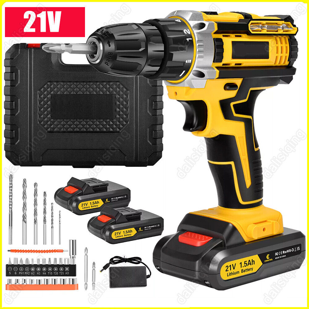Cordless Brushless Impact Driver Hammer Drill Combo Kit with 2 Battery & Charger