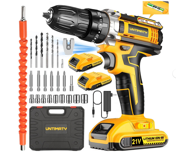 UNTIMATY 21V Cordless Power Drill Set, Power Drill Driver Kit with 2 Lithium-ion