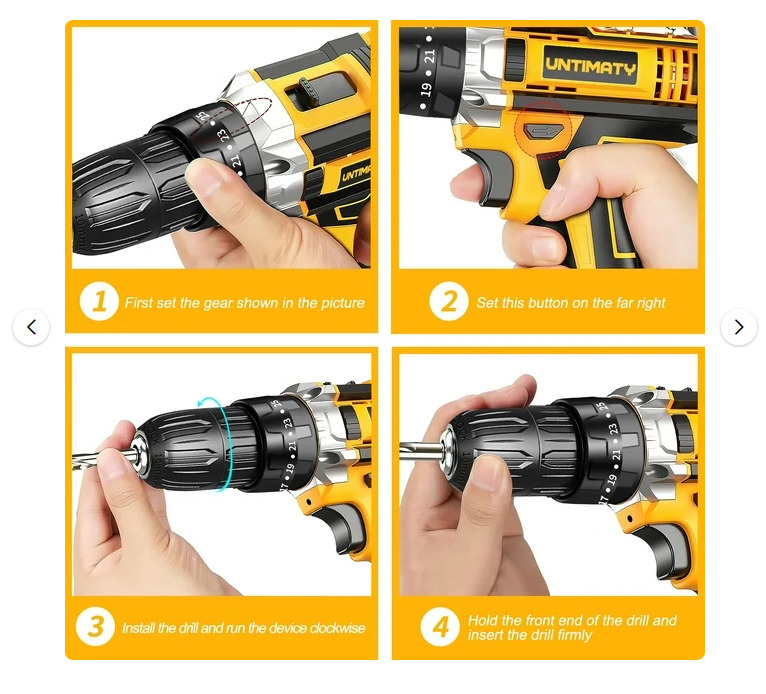 UNTIMATY 21V Cordless Power Drill Set, Power Drill Driver Kit with 2 Lithium-ion