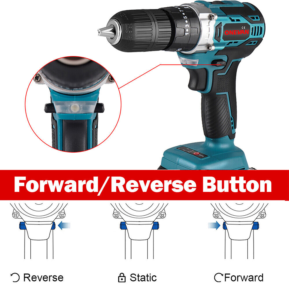 20V Cordless Electric Drill 1/2" Brushless Power Drill Driver with 2 Batteries