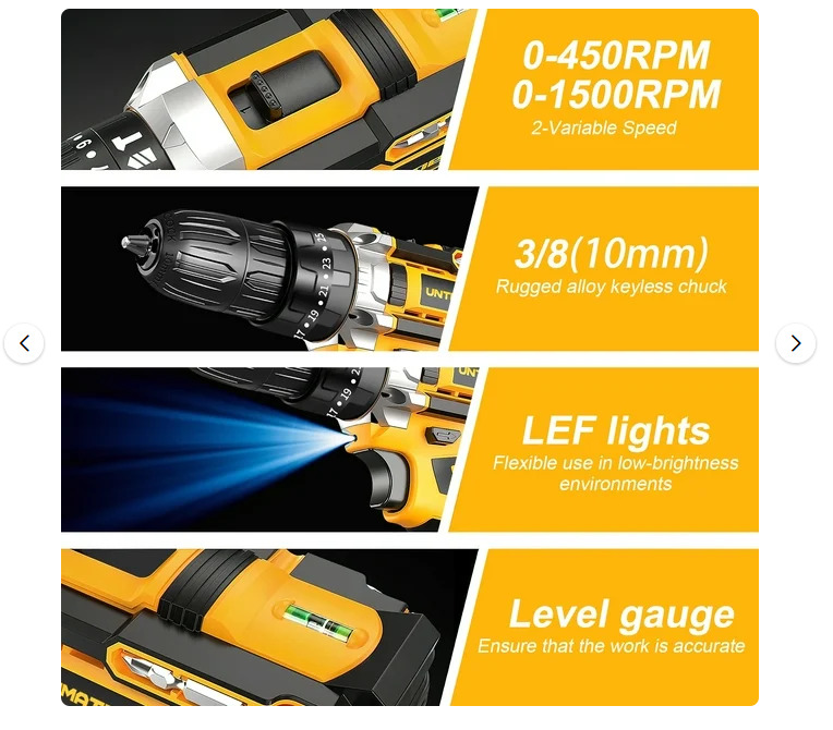 UNTIMATY 21V Cordless Power Drill Set, Power Drill Driver Kit with 2 Lithium-ion