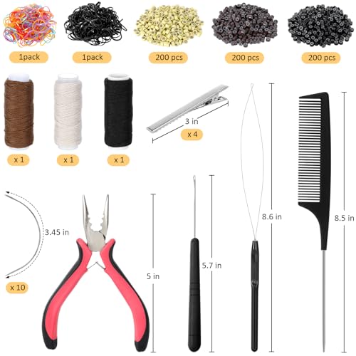 Hair Extension Tools Kit with Silicone Micro Rings