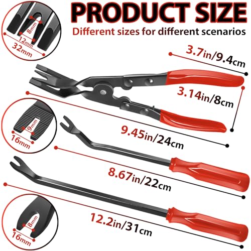 3 Pc Auto Clip Pliers Set with Rivet Remover