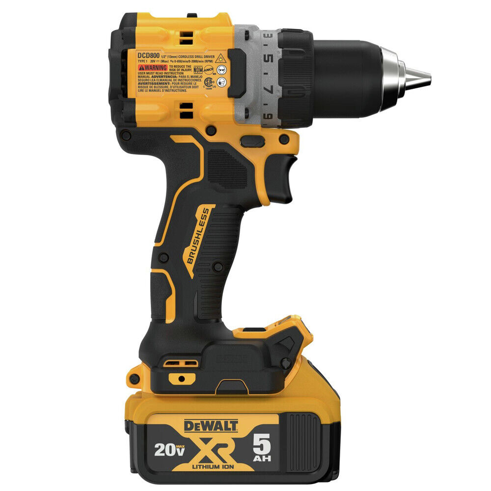 DeWalt DCD800P1 20V MAX XR BL Li-Ion 1/2" Drill Driver Kit (5 Ah) New