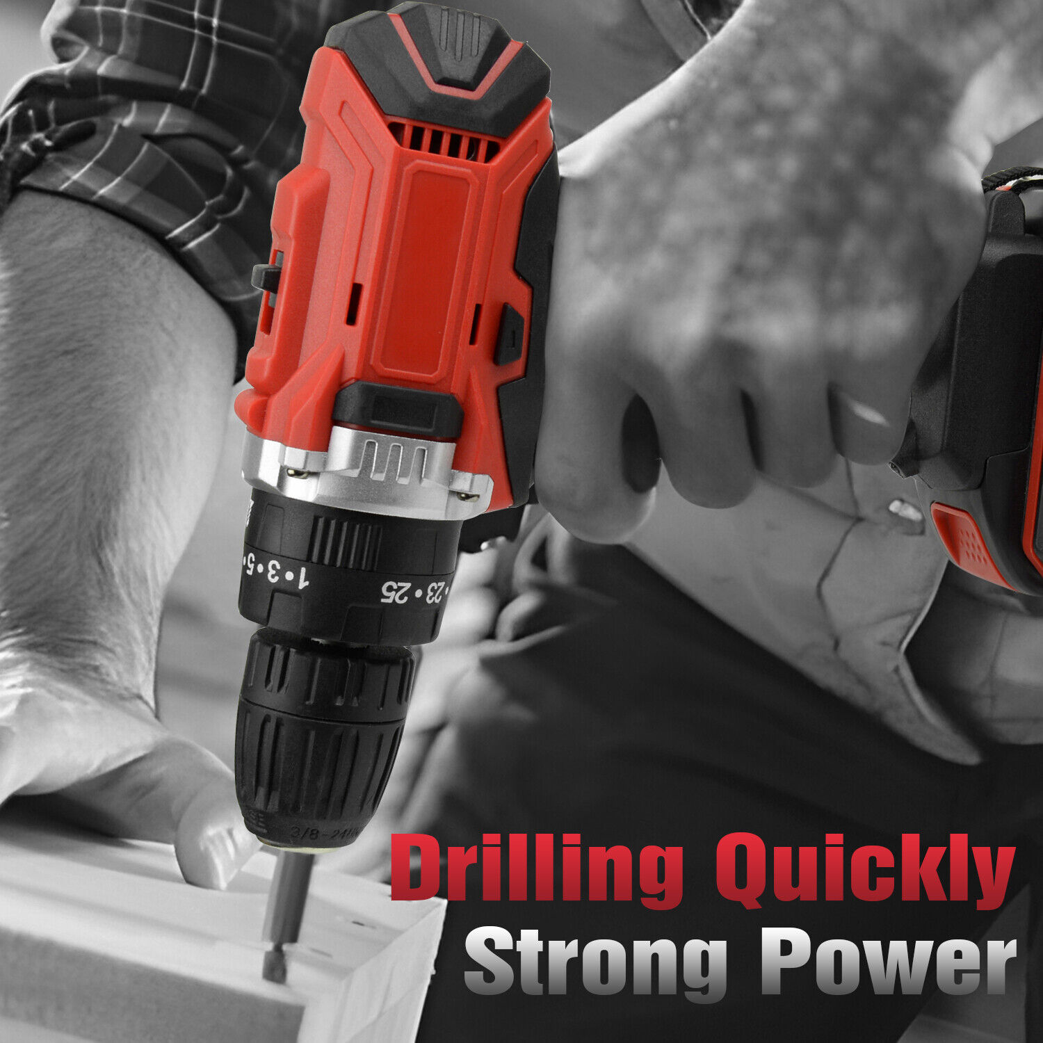 21V Cordless Electric Drill 2 Speed Screwdriver Tool Set with 32 Bits & Battery