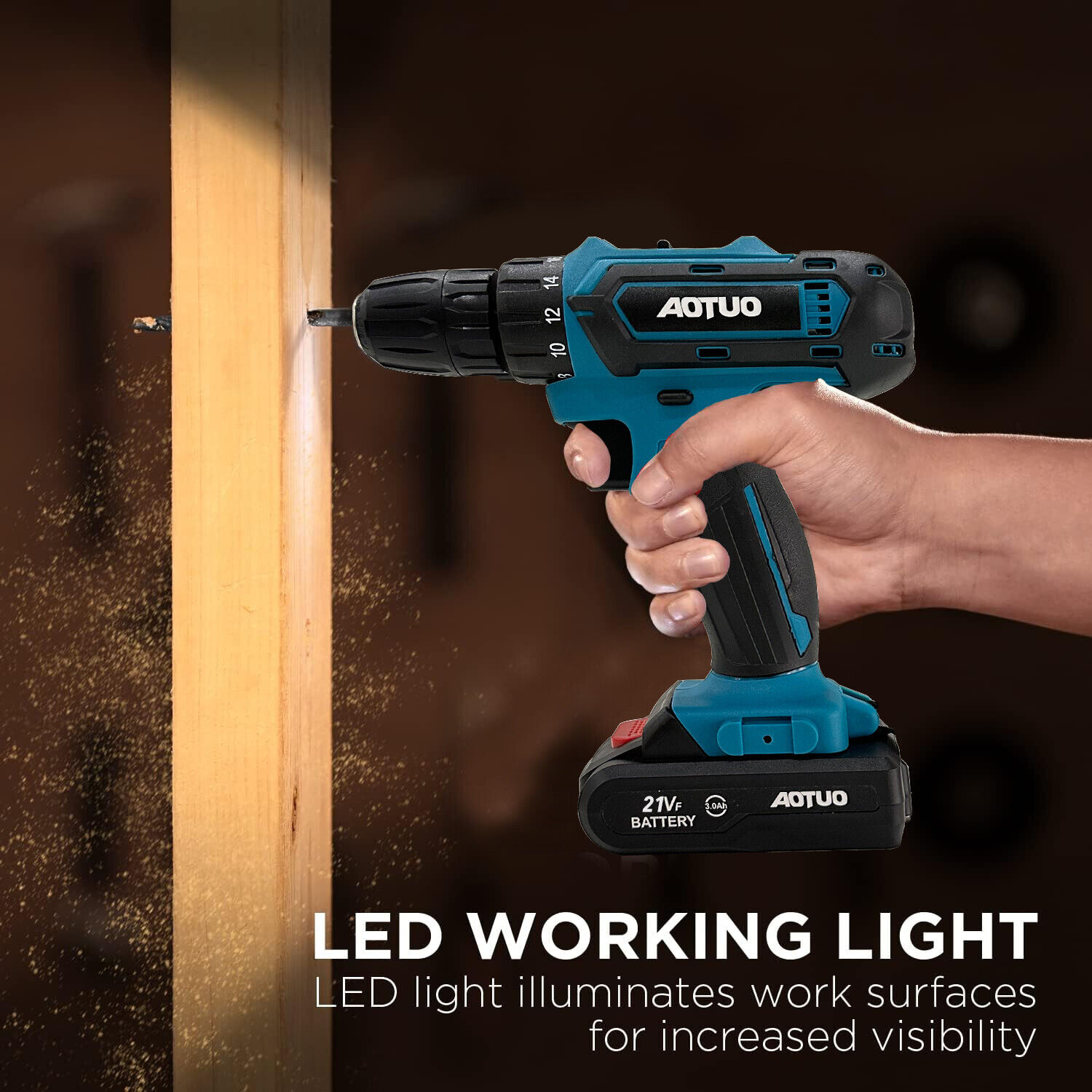 HBN Cordless Drill Set, 21V Lithium Ion Power Drill with 1 Battery and Charger