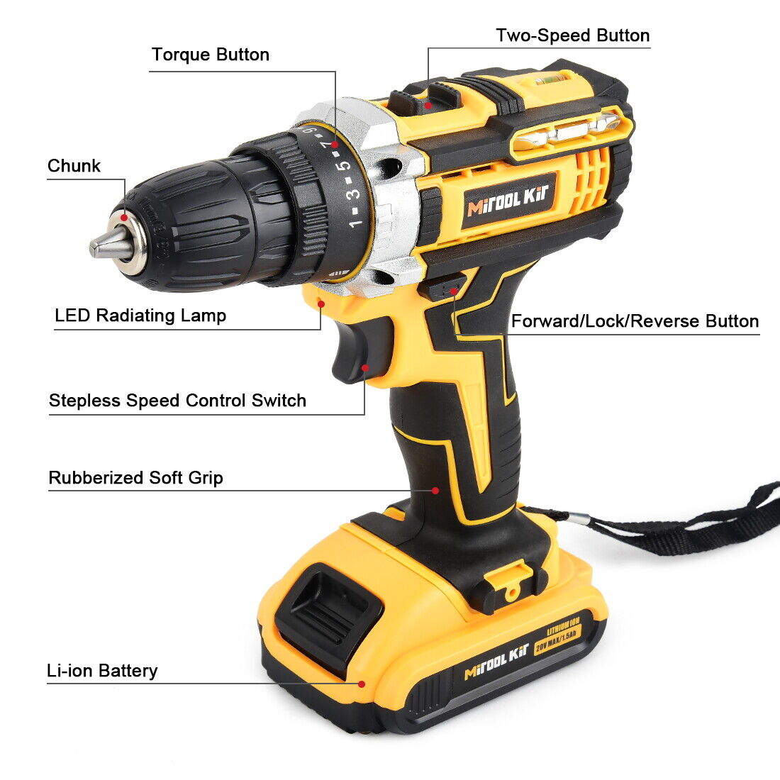 Electric Drill Power Tool Cordless Screwdriver Power Tools Drill Set W/ Battery